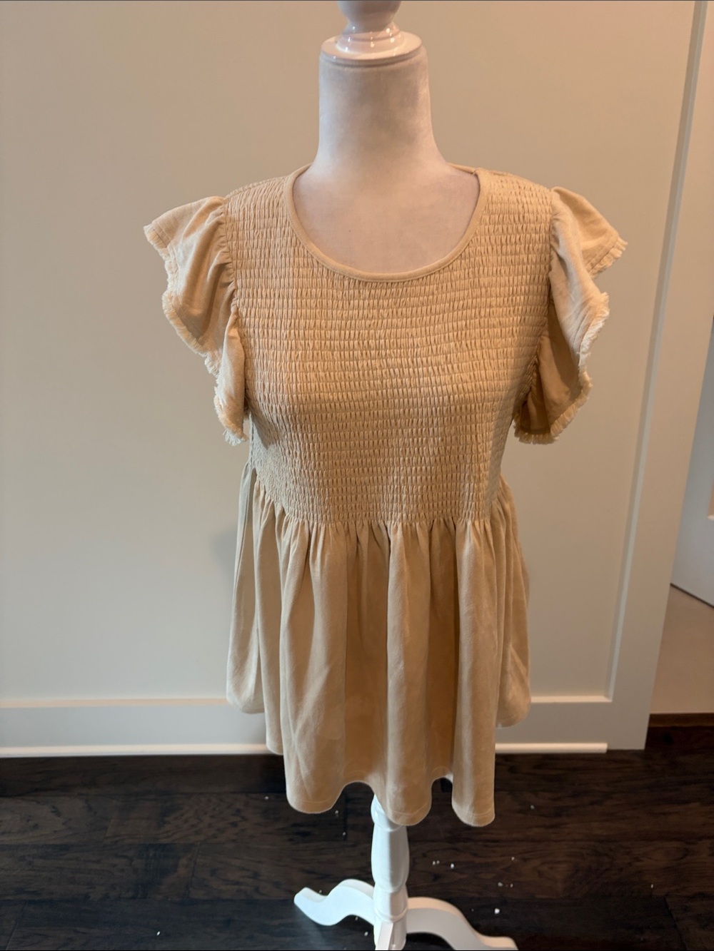 THML Cream Faux Suede Top Sz M